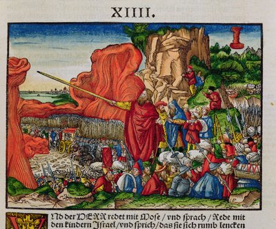 Moses überquert das Rote Meer, aus der Lutherbibel, um 1530 von German School