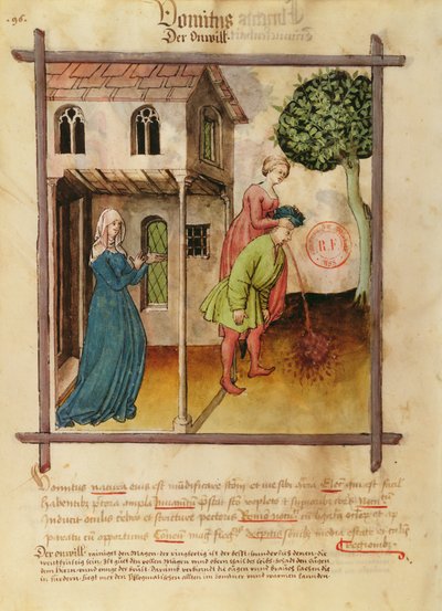 Ein Mann erbricht, aus Tacuinum Sanitatis von German School