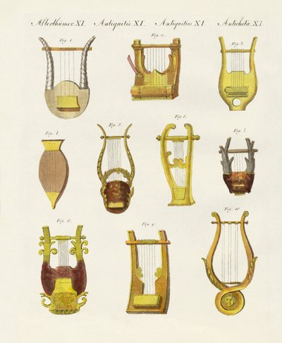 Musikinstrumente der Antike -- Leiern und Zithern von German School