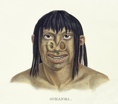 Einheimischer Mann des Miranha-Stammes mit Nasenschmuck, aus Atlas einer Reise in Brasilien von Johann Baptist von Spix (1781-1826) und Karl Friedrich Philipp Martius (1794-1868), veröffentlicht ca. 1835-50 von German School