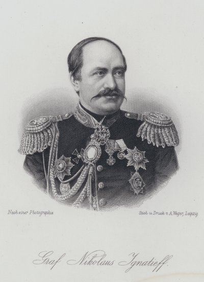 Nikolay Ignatyev, russischer Staatsmann und Diplomat (Gravur) von German School