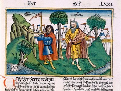 Numeri 2 Die Lageraufteilung der Israeliten, aus der Nürnberger Bibel (Biblia Sacra Germanaica) von German School