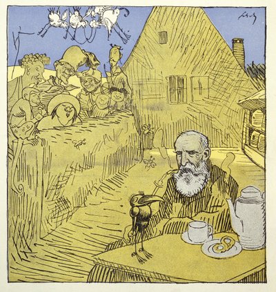 Nachrufporträt von Wilhelm Busch (1832-1908) aus der Zeitschrift Simplicissimus im Januar 1908 von German School