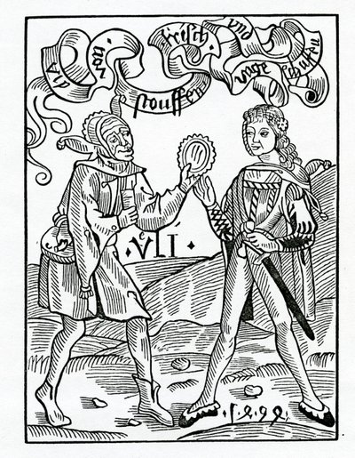 Von neuen Moden und verkleideten Gewändern, Illustration aus Alexander Barclays englischer Übersetzung von 