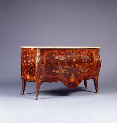 Eine von einem Paar Marketerie- und Parketterie-Kommoden, ca. 1765 von German School