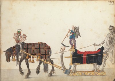 Festzugsschlitten in der Parade, ca. 1640 (Feder und Tinte, Aquarell und Waschungen) von German School