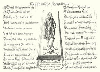 Pamphlet in memoriam des ermordeten böhmischen Militärführers Albrecht von Wallenstein von German School