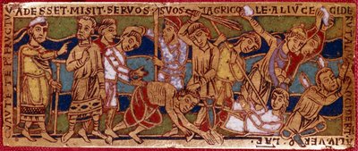 Gleichnis von den Arbeitern im Weinberg oder Gleichnis von den Arbeitern der elften Stunde. Emailleplatte auf Kupfer. Rheinische Schule. 12. Jahrhundert. Florenz, Museo Nazionale del Bargello von German School