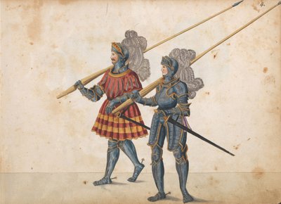 Parade für ein Turnier, ca. 1640 (Feder und Tinte, Aquarell und Waschungen) von German School
