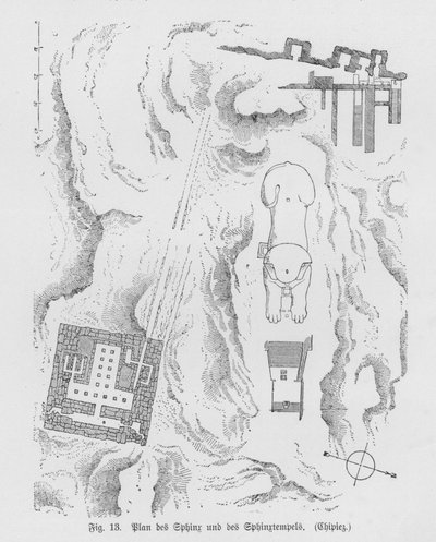 Plan der Sphinx und des Sphinx-Tempels, Gizeh, Ägypten von German School