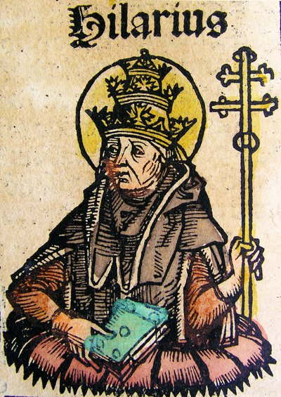 Porträt von Papst Hilarius, veröffentlicht in der Nürnberger Chronik, 1493 von German School