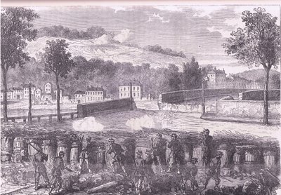 Preußische Redoute, die die Brücke von Sèvres beherrscht, Cassells Geschichte des Krieges zwischen Frankreich und Deutschland, veröffentlicht von Cassell and Company Limited, ca. 1890 (Lithografie) von German School