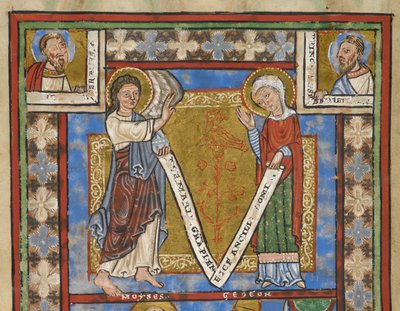 Psalterfragment "Psalter Heinrichs des Löwen", f.7v, Detail mit Verkündigung, ca. 1168-89 von German School
