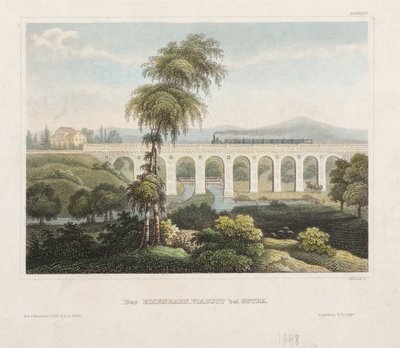 Eisenbahnviadukt in Gotha, graviert von B. Metzeroth, 1848 von German School