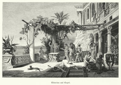 Römischer Kaiser Tiberius auf der Insel Capri von German School