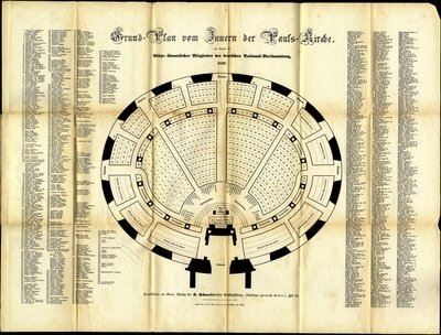 Sitzplan der Nationalversammlung in der Paulskirche, 1848 von German School