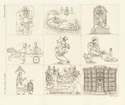 Einige Beschreibungen aus der indischen Mythologie (farbige Gravur) von German School