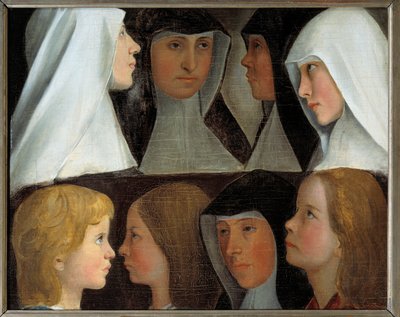 Studien von Postulantinnen und Novizinnen des Benediktinerordens. Gemälde der deutschen Schule des 19. Jahrhunderts. Roanne, Musée Joseph Déchelette von German School