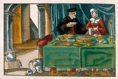 Abendbrottisch, aus einem deutschen Manuskript, ca. 1650 von German School