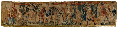 Wandteppich, der Moses darstellt, der die Krone des Pharaos niederwirft und bestraft wird, aus dem Rheinland von German School