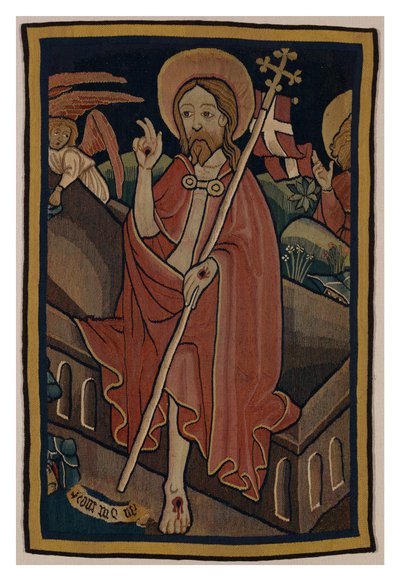Wandteppichfragment, das die Auferstehung Christi darstellt, aus Nürnberg, um 1440 (Wolle & Leinen) von German School