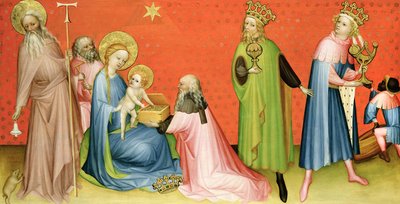 Die Anbetung der Könige mit St. Antonius Abt, 1400-10 von German School