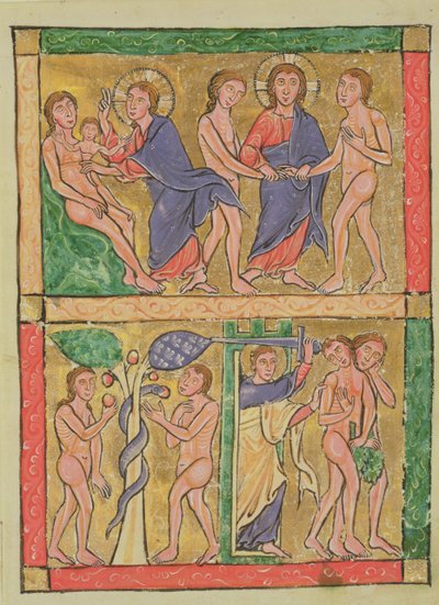 Die Schöpfung, Heirat, Versuchung und Vertreibung von Adam und Eva, 1200 von German School