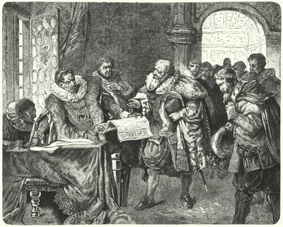 Der Heilige Römische Kaiser Rudolf II. gewährt den böhmischen Protestanten größere Religionsfreiheit in seinem Majestätsbrief von German School