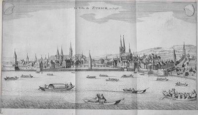 Die Stadt Zürich, Schweiz, aus Band II von Itinera Alpina von Johann Jacob Scheuchzeri, veröffentlicht 1706 von German School