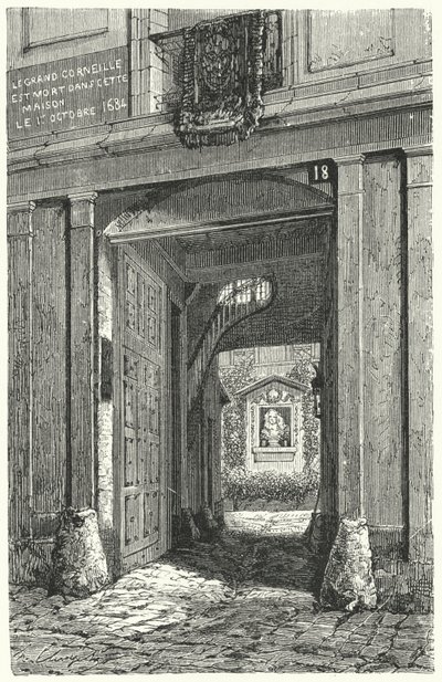 Das Haus in Paris, in dem der französische Dramatiker Pierre Corneille 1684 starb (Stich) von German School