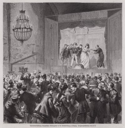 Theateraufführung französischer Kriegsgefangener aus dem Deutsch-Französischen Krieg in der Pleissenburg, Leipzig, Deutschland von German School