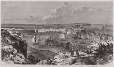 Ansicht des Hafens von Dieppe, Normandie, Frankreich (Gravur) von German School