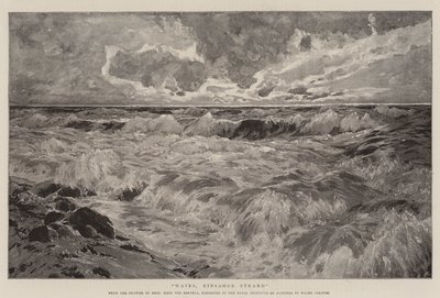 Wellen, einsamer Strand (Lithografie) von German School
