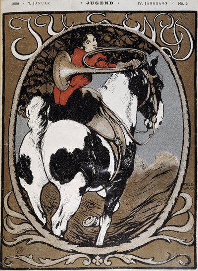 Frau, die das Jagdhorn bläst - in „Jugend“ vom 07. Jan von German School