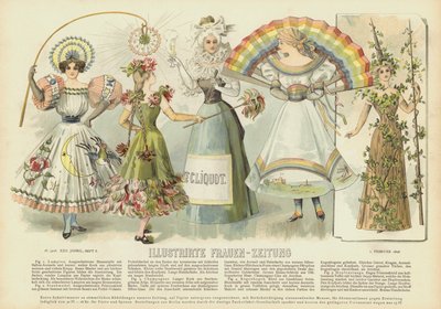 Frauenkostüme und Mode (Farblithografie) von German School