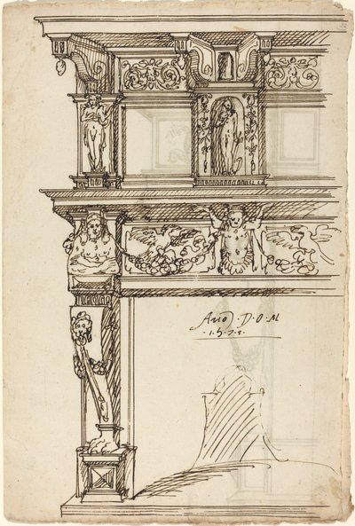 Palastkamin mit Merkur und Hoffnung [recto] von German or Austrian 16th Century
