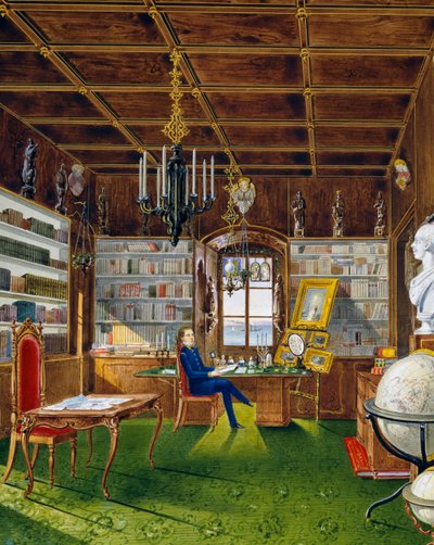 Die Bibliothek in der Villa Lazarovich, Triester Residenz von Maximilian von Habsburg von Germano Prosdocimi