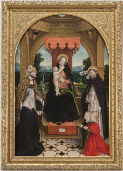 Madonna auf dem Thron mit dem Kind zwischen den Heiligen Abbondio und Dominikus, der Auftraggeberin Ludovica Buronzo und ihren Söhnen Peter und Jerome von Gerolamo Giovenone