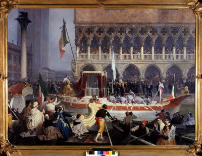 Der Einzug von Vittorio Emanuele II (Victor Emmanuel) (1820-1878) in Venedig von Gerolamo Induno