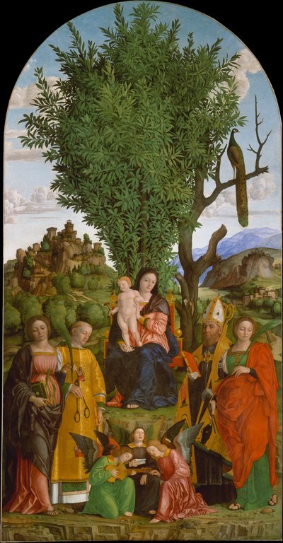 Madonna mit Kind und Heiligen, ca. 1520 von Gerolamo dai Libri