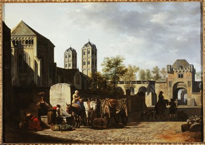 Öffentlicher Brunnen und St. Gereons Kirche in Köln, ca. 1670 von Gerrit Adriaensz Berckheyde