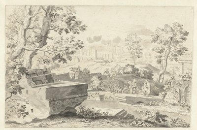 Landschaft mit antiken Ruinen von Gerrit Grasdorp (possibly)