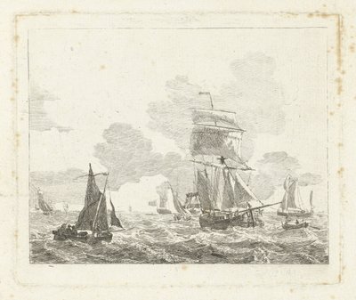 Segelschiffe auf unruhigem Wasser von Gerrit Groenewegen