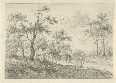 Waldreiche Landschaft mit einer Frau und einem Jungen von Gerrit Jan Michaëlis