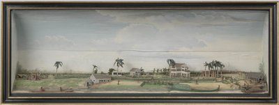 Diorama der Zeezigt Kaffee- und Baumwollplantage in Suriname, ca. 1815-21 von Gerrit Schouten
