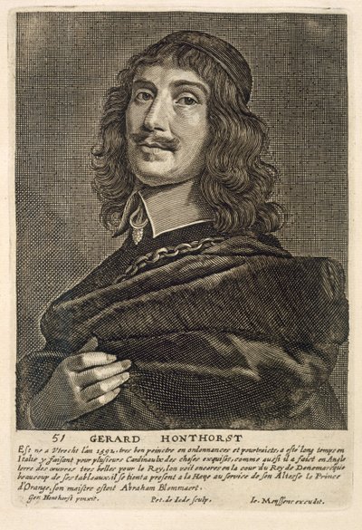 Selbstporträt, graviert von Johannes Meyssens (1612-70) von Gerrit van Honthorst