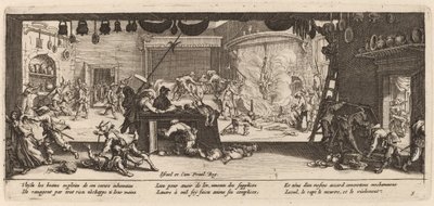 Plünderung eines großen Bauernhauses von Gerrit van Schagen after Jacques Callot