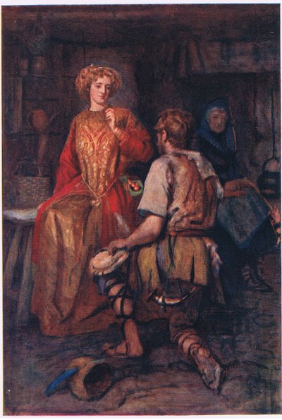 „Oft brachte er wilde Früchte aus dem Wald, deren Seiten rot lächelten!“, Geschichten aus der Feenkönigin veröffentlicht von George Harrap and Company von Gertrude E. Demain (after) Hammond