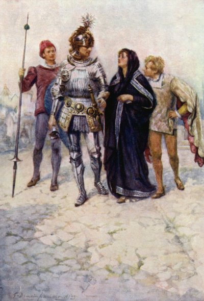 Prinz Arthur führt Belge und ihre Söhne in das Schloss von Gertrude E. Demain (after) Hammond