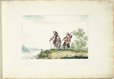 Herr und Landstreicher in einer Landschaft von Gesina ter Borch (signed by artist)